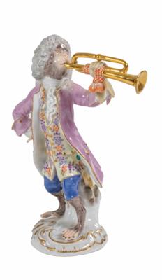 Affe als Trompeter, Entwurf Johann Joachim Kaendler 1753/65, Meissen, 1991 - Asta di Pasqua