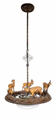 Jagdliche Deckenlampe, signiert R. Heissl, 1. Hälfte 20. Jahrhundert - Osterauktion