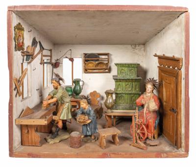 Die Hl. Familie in der Zimmermannswerkstatt, Tirol, 18. und 19. Jahrhundert - WEIHNACHTSAUKTION