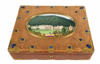 Schreibkassette mit Ansicht von Schloss Weilburg bei Baden, Wien, um 1860/70 - WEIHNACHTSAUKTION