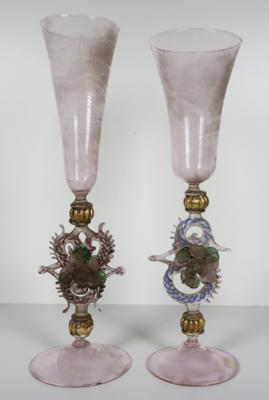 2 Flügelgläser, Murano, 20. Jahrhundert - Porzellan, Glas und Sammelgegenstände