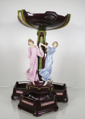 Jugendstil-Tafelaufsatz, R. M. Krause Majolika- und Steingut-Fabrik, Schweidnitz, um 1900 - Porcellana, vetro e oggetti da collezione
