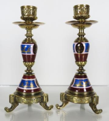 Paar Neoklassizisitsche Kernzeleuchter - Porcellana, vetro e oggetti da collezione