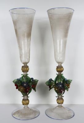 Paar Pokalgläser, Murano, 20. Jahrhundert - Porcelán, sklo a sběratelské předměty