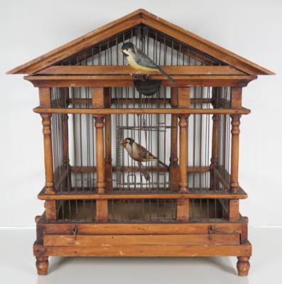 Vogelkäfig und zwei Singvögel in der Art der Viechtauer Vögel - Porcelain, glass and collectibles