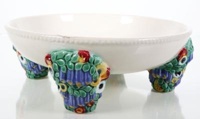Aufsatzschale auf vier Blumenfüßen, Vereinigte Wiener und Gmundner Keramik, um 1918 - Porcellana, vetro e oggetti da collezione