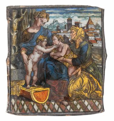 Hinterglasgemälde nach Raffaello Santi/Giulio Romano, Venetien-Tirol, 2. Hälfte 16. Jahrhundert - Porzellan, Glas und Sammelgegenstände