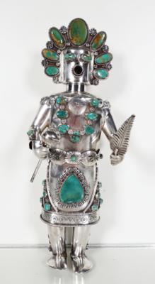 Silber Kalina bzw. Kachina Figur, Hopi Indianer, Arizona,20. Jahrhundert - Porcellana, vetro e oggetti da collezione