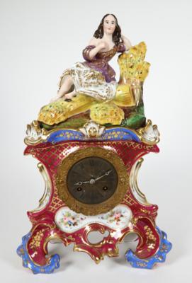 Porzellanuhr mit "Allegorie des Sommers", Frankreich/Böhmen, 3. Viertel 19. Jahrhundert - Porcellana, vetro e oggetti da collezione