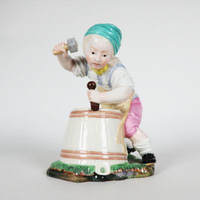 Knabe als Böttcher, Steingutfabrik Damm, Bayern, 3. Viertel 19. Jahrhundert - Porcelán, sklo a sběratelské předměty