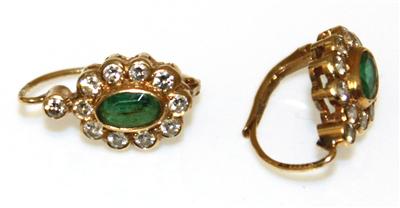 Brillant- Smaragdohrringe - Arte, antiquariato e gioielli
