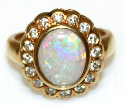 Opal- Brillantdamenring - Kunst, Antiquitäten und Schmuck