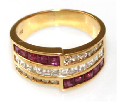 Brillant- Diamant- Rubindamen-ring - Art and antiques